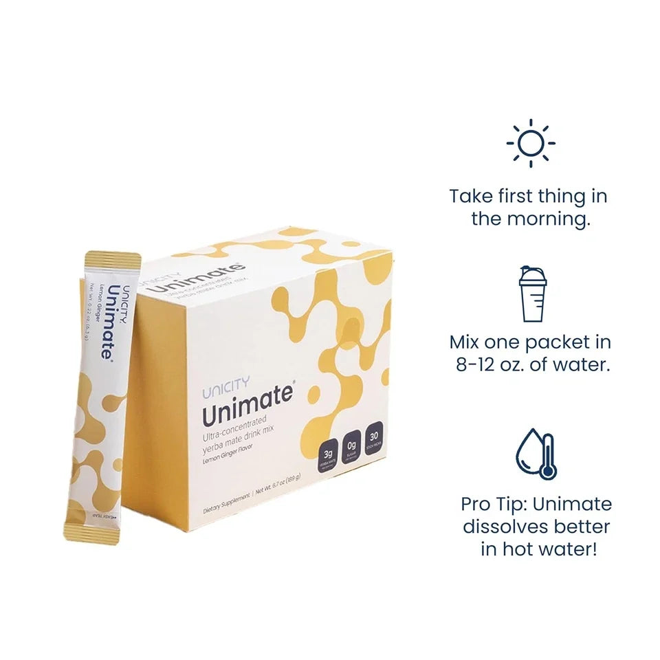 Unicity Unimate Yerba Mate Supplement LEMON GINGER 30 Pack image 2