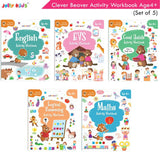 Jolly Kids Clever Beaver Ages 4-5 Years Fun Learning Activities Workbooks Set of 5 | English-Maths-EVS-Good Habit-Logical…