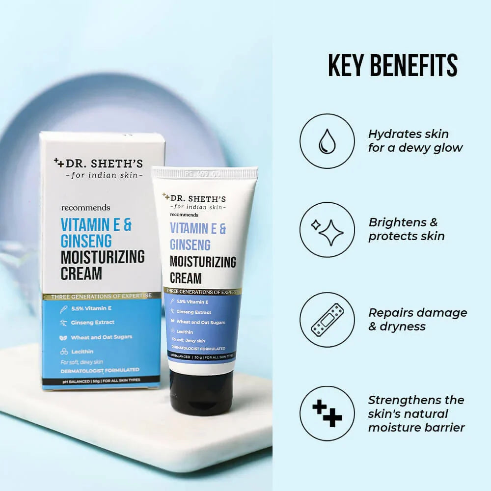 Dr. Sheth's Vitamin E & Ginseng Face Moisturizing Cream For Instant Hydration, For All Skin Types -50 gm image 4