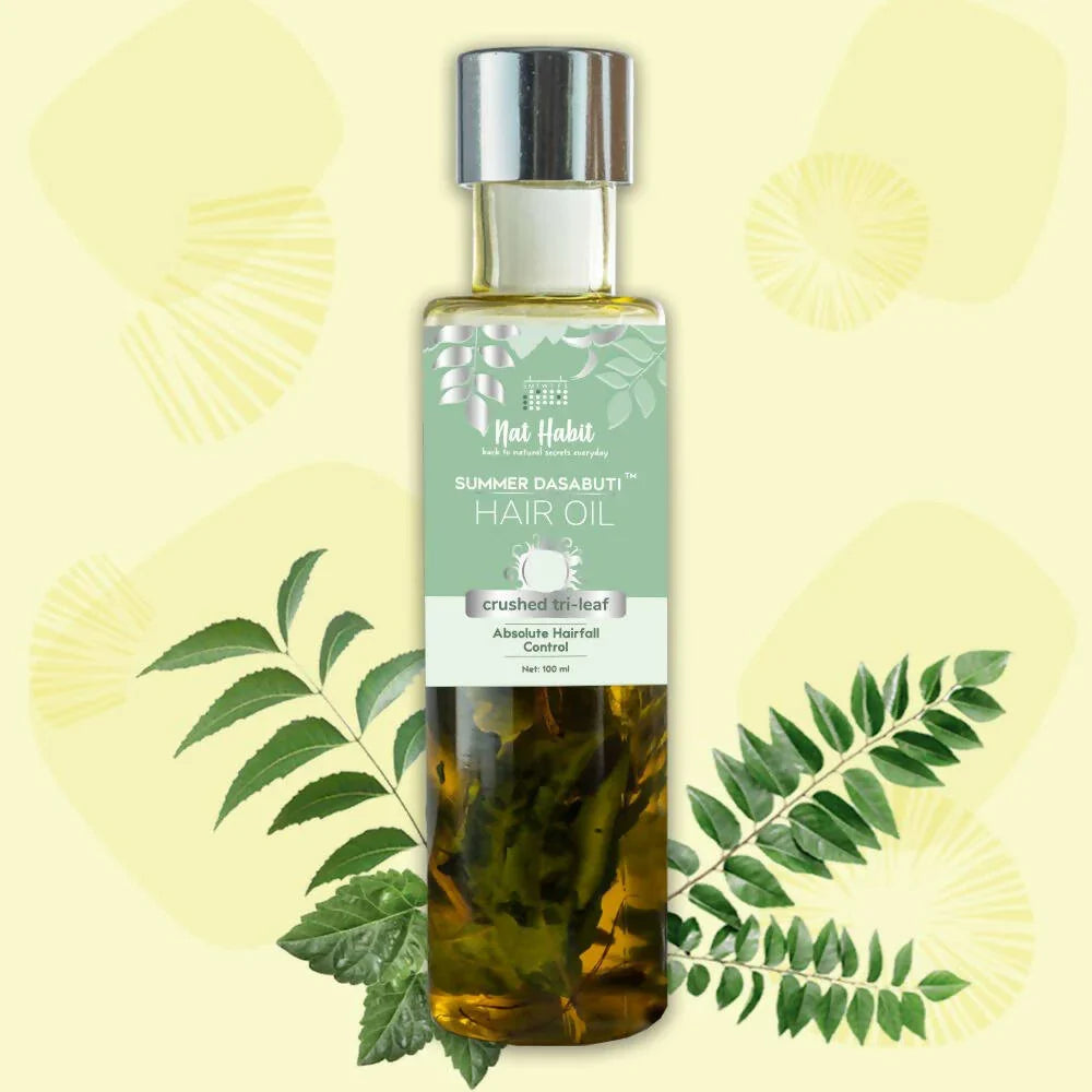 Nat Habit TriLeaf Hair Fall Control Summer Dasabuti Hair Oil -100 ml image 5