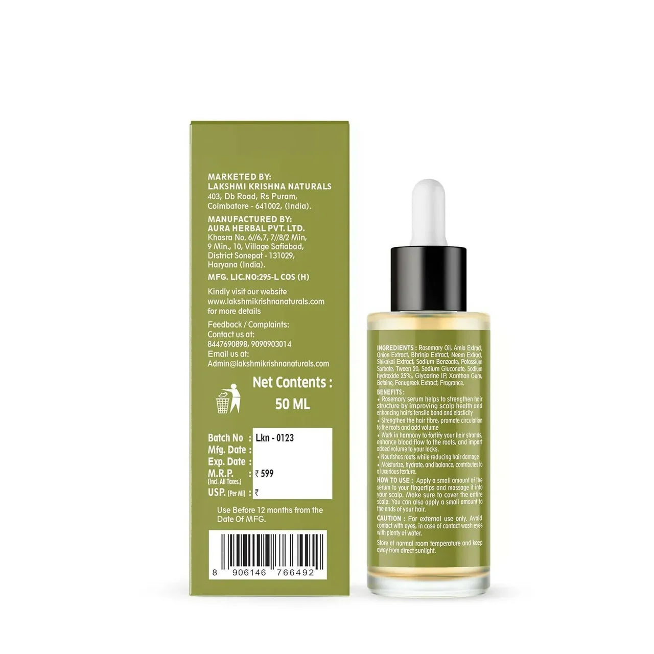Lakshmi Krishna Naturals Rosemary Biotin Hair Growth Serum -50 ml image 2